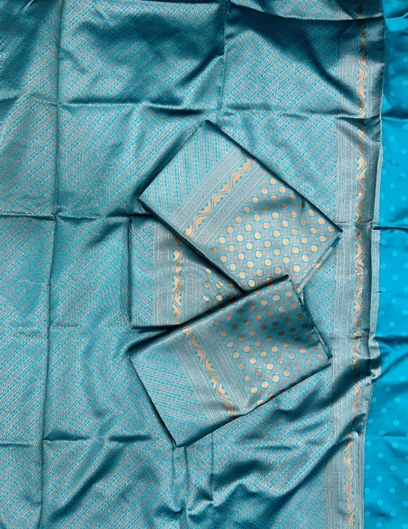 Sizzling Firozi Soft Silk Saree