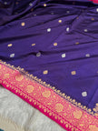 Royal Purple & Rani Pink Contrast Banarasi Silk Saree with Grand Gold Zari Border