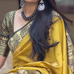 Yollew With Navy Blue Patta Soft Silk Banarsi Saree Weaving