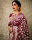 Wine Banarasi Silk Saree