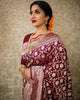 Wine Banarasi Silk Saree