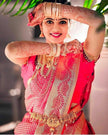 Bright Pink Soft Lichi Silk Saree