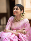 Hema Onion Pink Banarasi Silk Saree WIth Fabulouse Blouse Piece