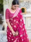 Pink Banarasi Soft Silk Saree