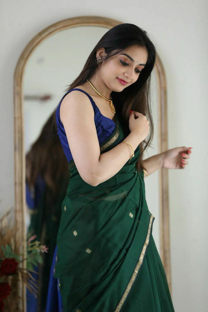 Stuti Green-blue Cotton Silk Saree