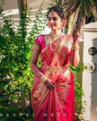 Bright Pink Soft Lichi Silk Saree