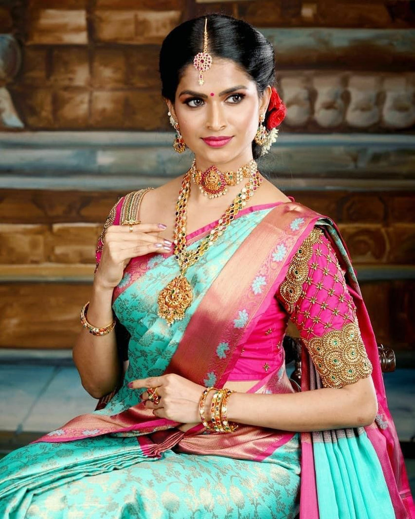 Preferable Sky Blue Soft Silk Saree