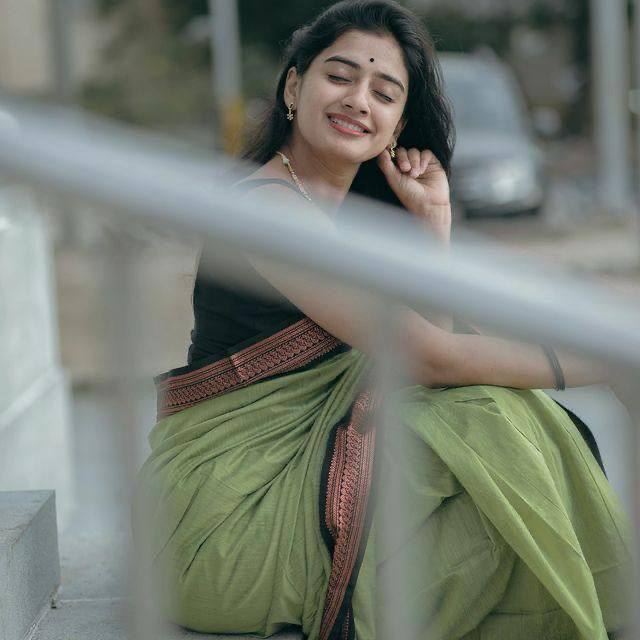 Imbrication Pista Soft Silk Saree