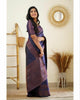 Lagniappe Navy Blue Soft Silk Saree