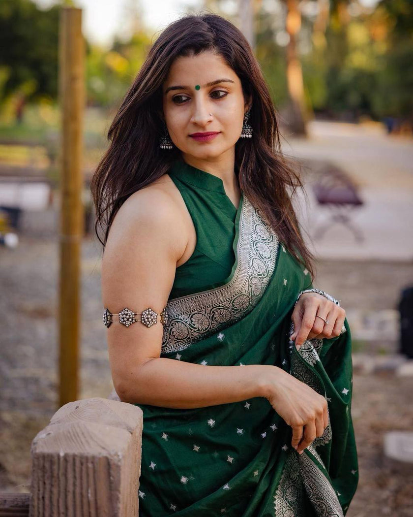Attractive Green Cotton Silk Saree