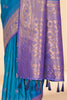Rama Blue Soft Silk Floral Border Contrast Zari Woven Saree