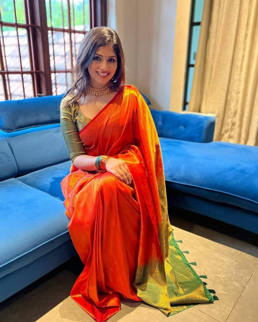 Evanescent Red Soft Silk Saree