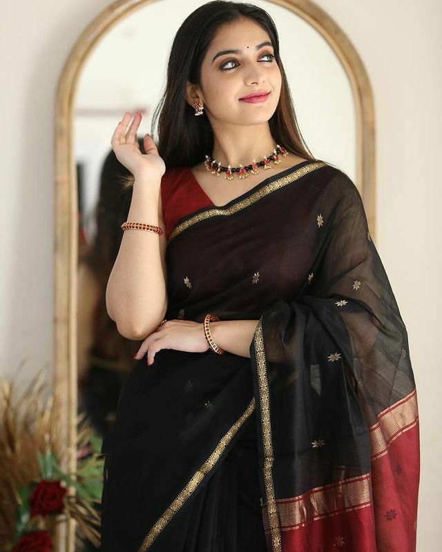 Black Soft Cotton Saree