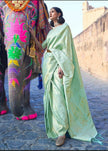 Moss Green kanjivaram Woven Silk Saree