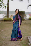 Blue Soft Lichi Silk Jacquard Work Saree