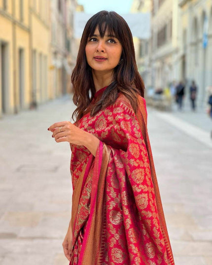 Dark Maroon Jacquard Work Saree