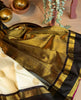 Valiba Reach Silk Cream White Color With Lovely Black Pallu Weaving Jacquard Bengali Saree