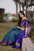 Blue Soft Lichi Silk Jacquard Work Saree