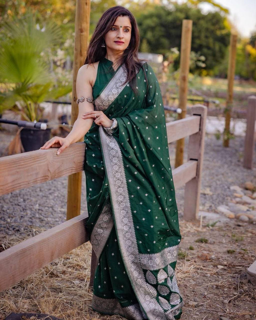 Attractive Green Cotton Silk Saree