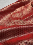 Classic Red Banarasi Silk Saree with Pure Golden Zari Buta & Floral Border