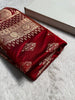 Classic Red Banarasi Silk Saree with Pure Golden Zari Buta & Floral Border