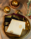 Valiba Reach Silk Cream White Color With Lovely Black Pallu Weaving Jacquard Bengali Saree