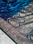 Royal Blue Banarasi Silk Saree with Golden Zari Buttas & Rich Paisley Border