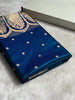 Royal Blue Banarasi Silk Saree with Golden Zari Buttas & Rich Paisley Border