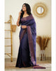 Lagniappe Navy Blue Soft Silk Saree