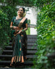 Wedding Special Dark Green Jacquard Work Saree