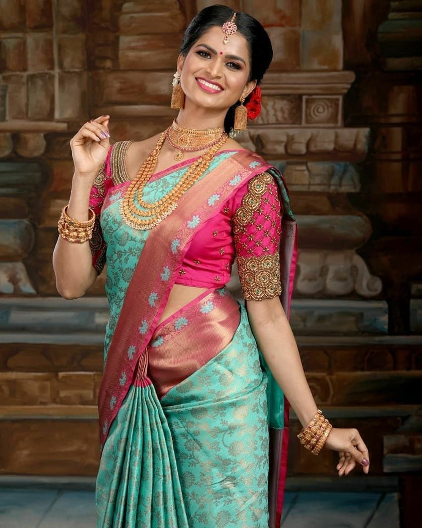 Preferable Sky Blue Soft Silk Saree