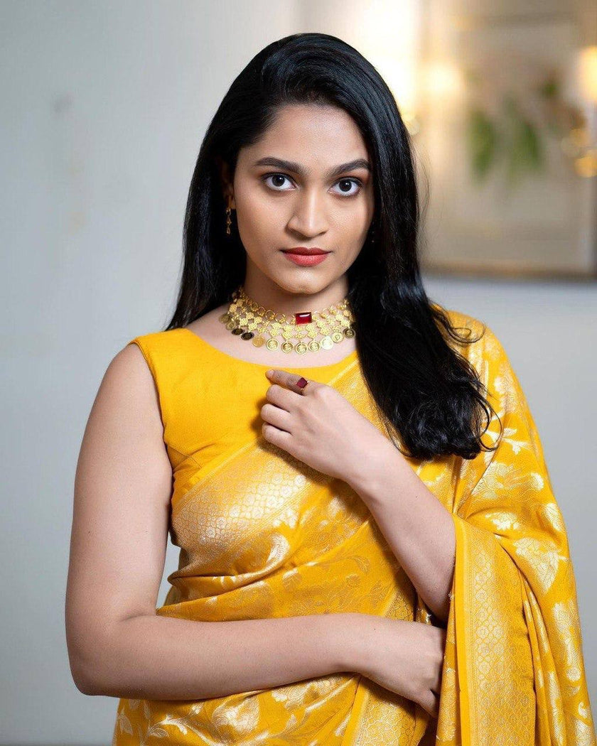 Charming Yellow Soft Silk Saree