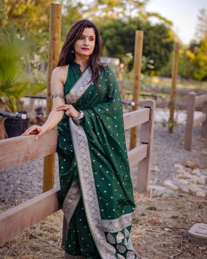 Attractive Green Cotton Silk Saree