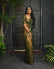 Dark Green Soft Lichi Silk Jacquard Saree