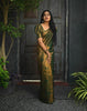 Dark Green Soft Lichi Silk Jacquard Saree