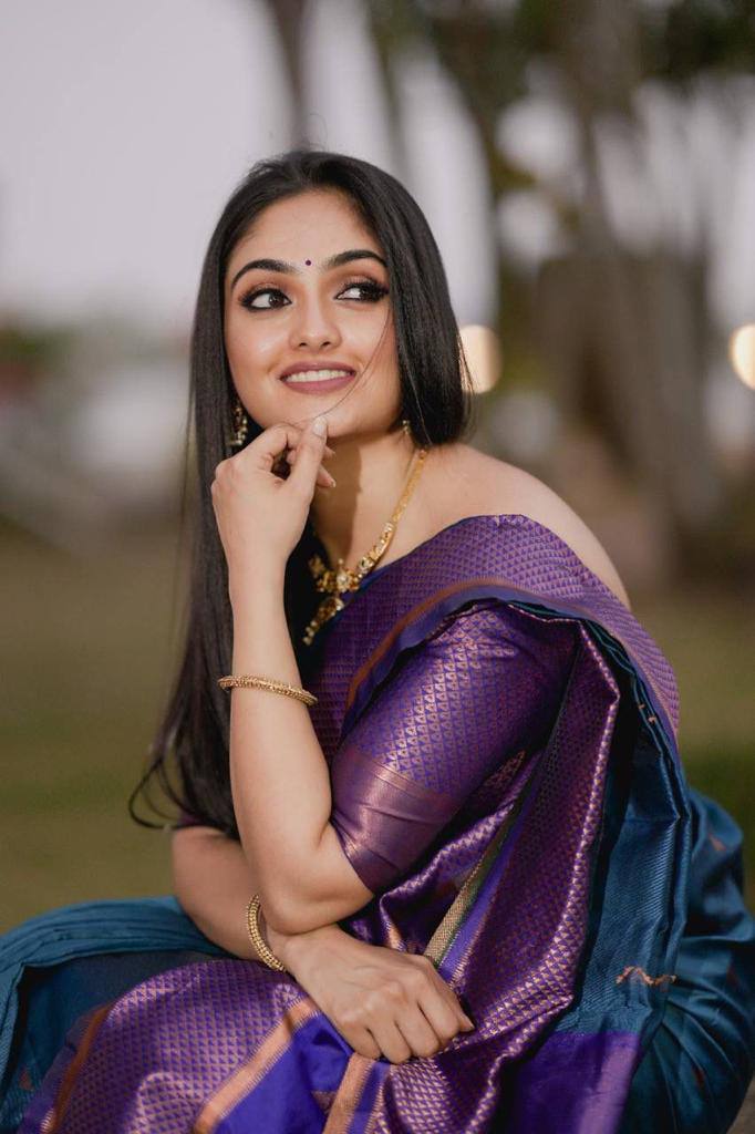 Blue Soft Lichi Silk Jacquard Work Saree