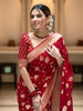 Scarlet Red Banarasi Soft Silk Saree