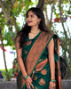 Kanjee – green Banarasi Soft Silk Saree with Elegant Minimal Weaving