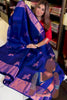 Fantabulous Royal Blue Soft Banarasi Silk Saree With Inimitable Blouse Piece