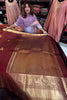 Enthralling Wine Soft Banarasi Silk Saree With Petrichor Blouse Piece