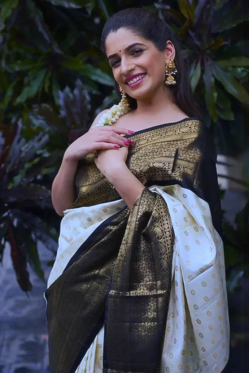 Exceptional Off White Soft Silk Saree