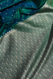Emerald Green Soft Silk Saree with Silver Zari Butti & Designer Border | Elegant Festive Wear