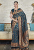 Dark Green Zari Woven Banarasi Jaal Katan Silk Saree