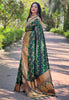 Dark Green Banarasi Jaal Katan Silk Zari Woven Saree