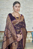 Wine Zari Woven Banarasi Jaal Katan Silk Saree