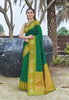 Stylish Green Colour Soft Silk Zari Woven Floral Border Saree