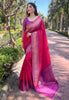 Pink Soft Silk Floral Border Contrast Zari Woven Saree