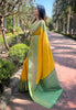 Yellow Soft Silk Floral Border Contrast Zari Woven Saree