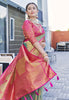 Latest Pure Tissue Zari Woven Coral Colour Saree