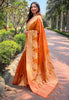 Orange Organza Floral Rainbow Zari Woven Unique Saree